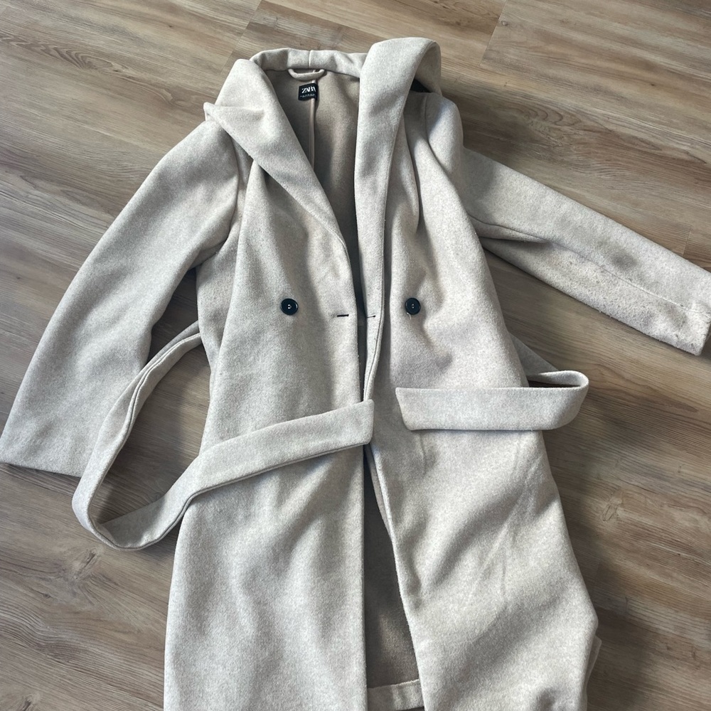 Zara coat with tie & hood